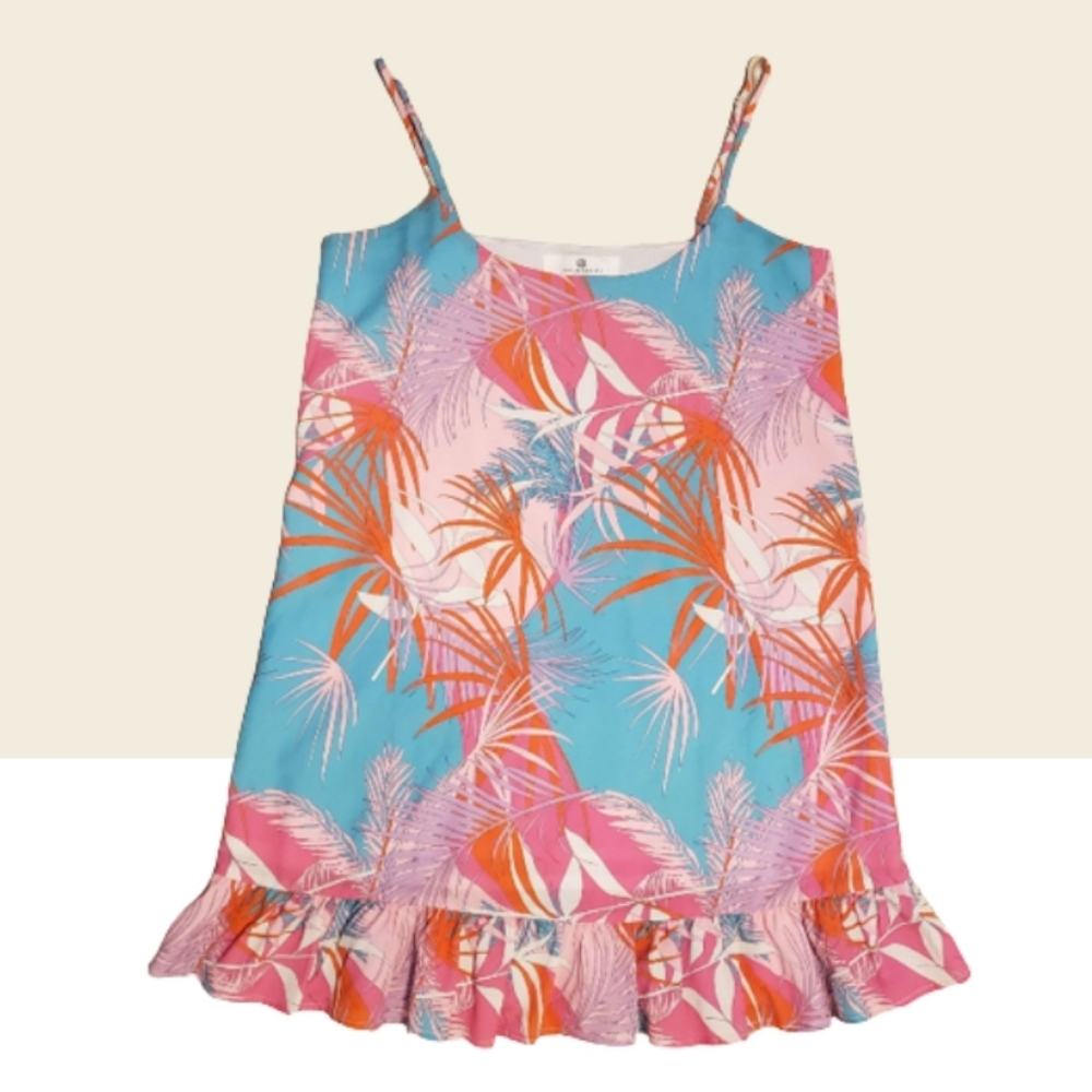 NEW JEAN-PIERREKLIFA Paris pink teal tropical print mini dress S